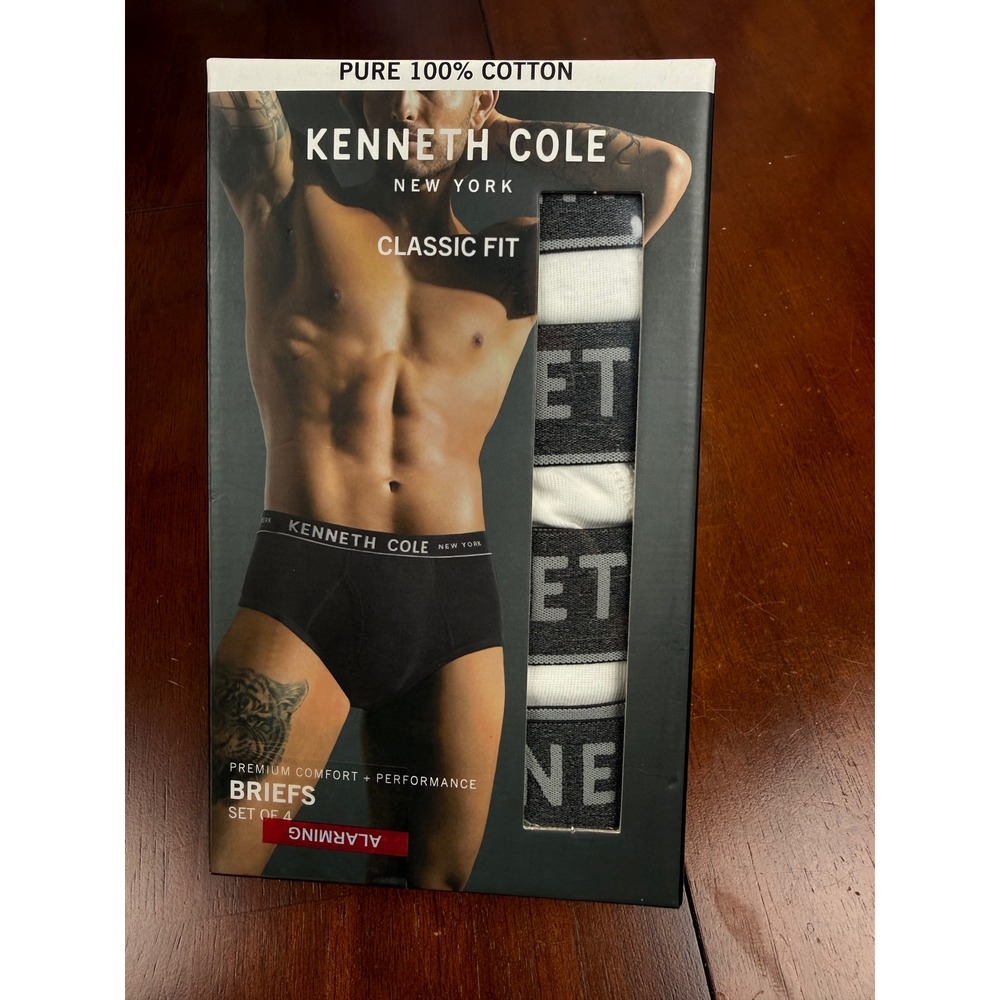 Kenneth Cole New York Mens Classic Comfort Briefs 4 Pack White Cotton XL NEW